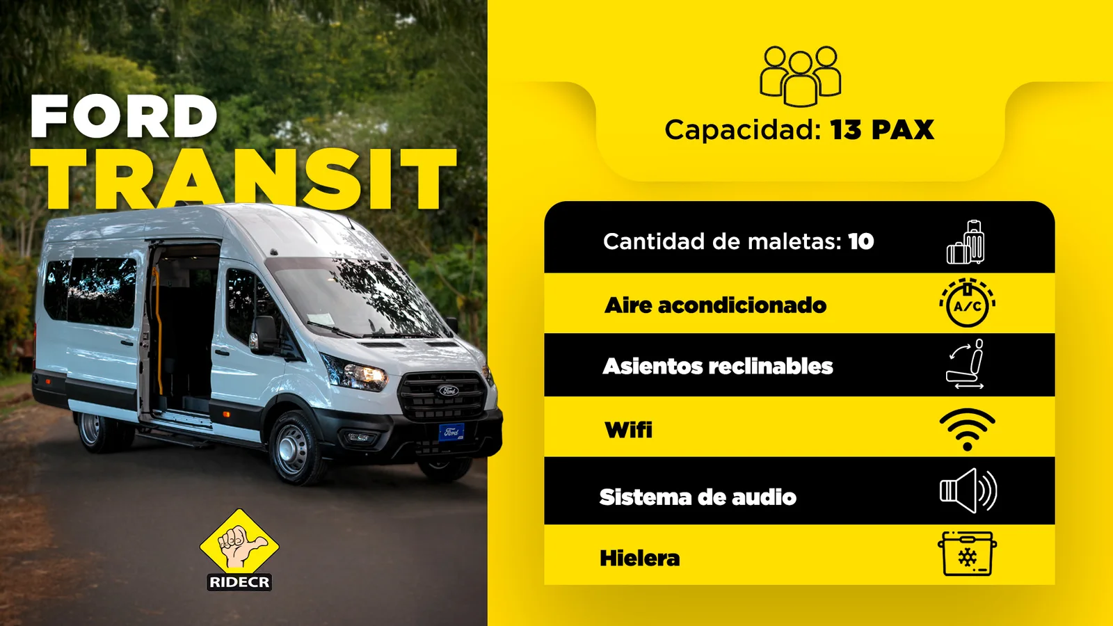 A RIDECR passenger transfer vehicle