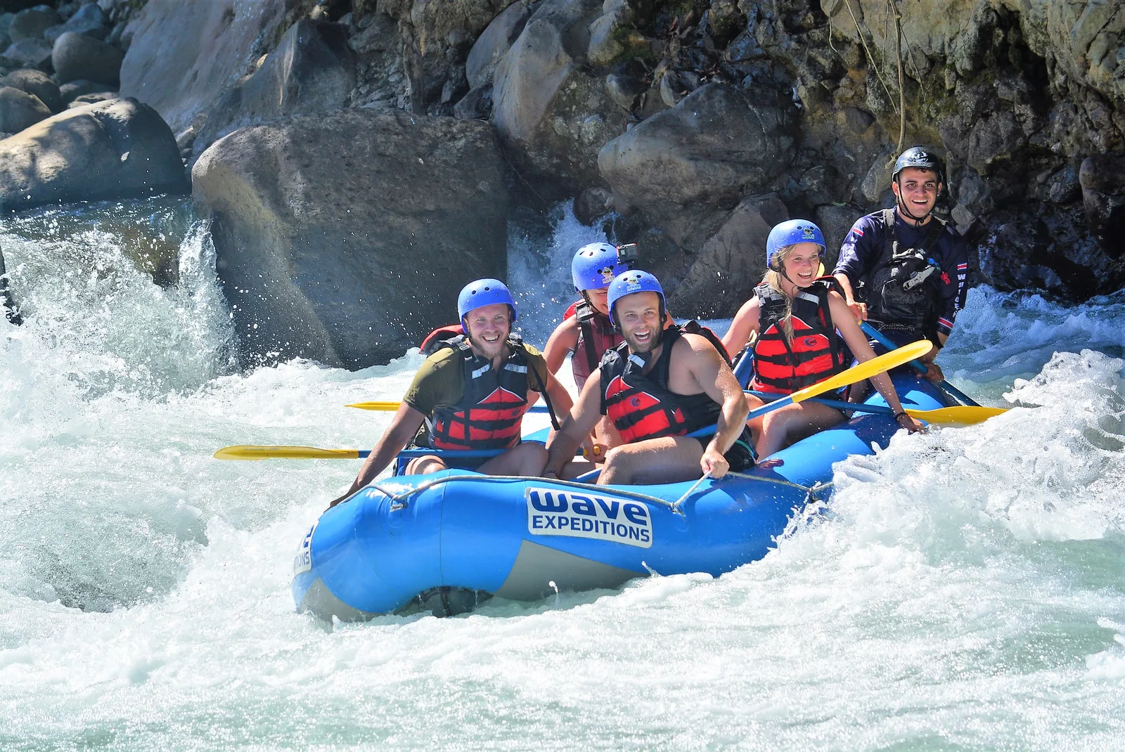 Travelers rafting a river in Costa Rica