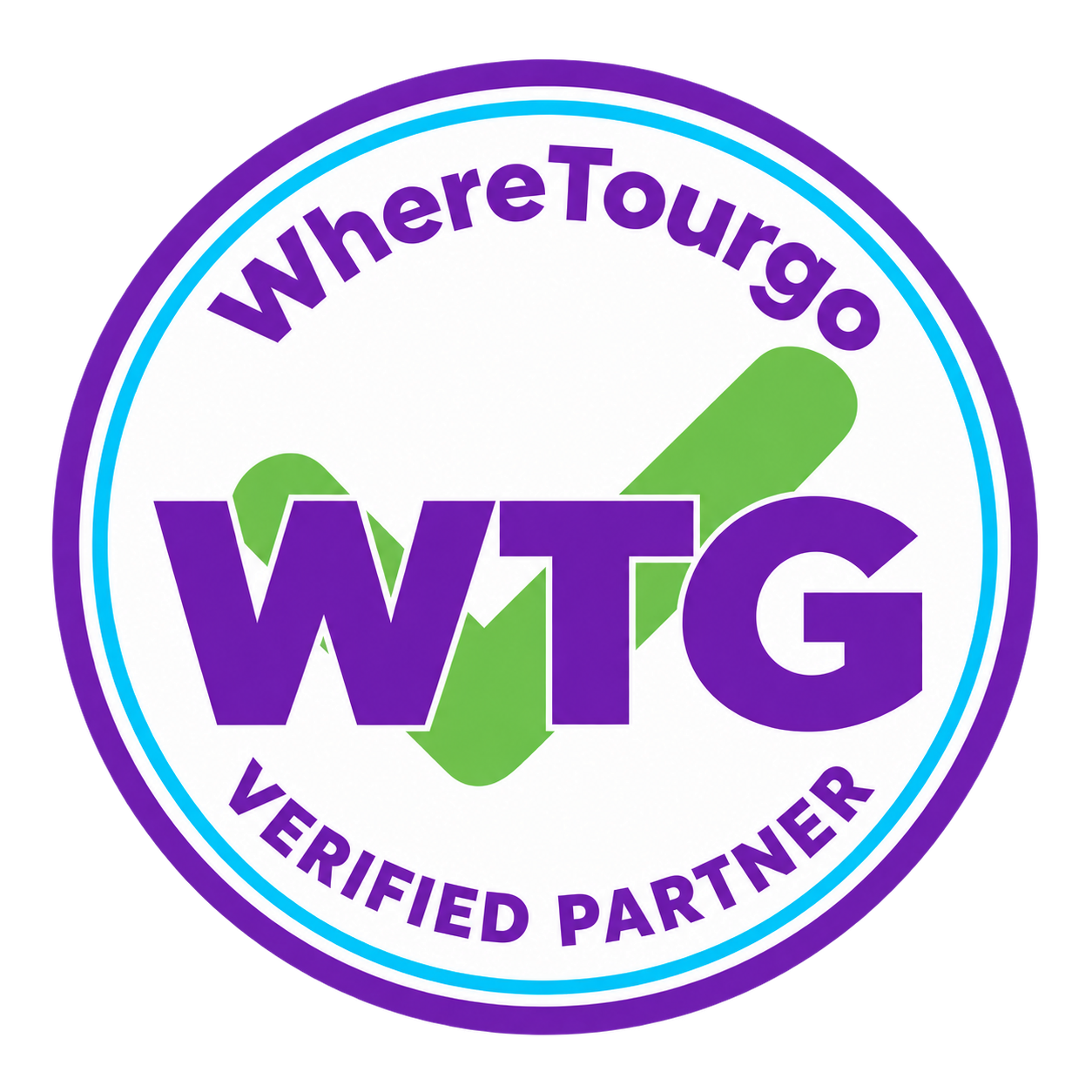 WhereTourgo WTG Verified Partner seal with a green check